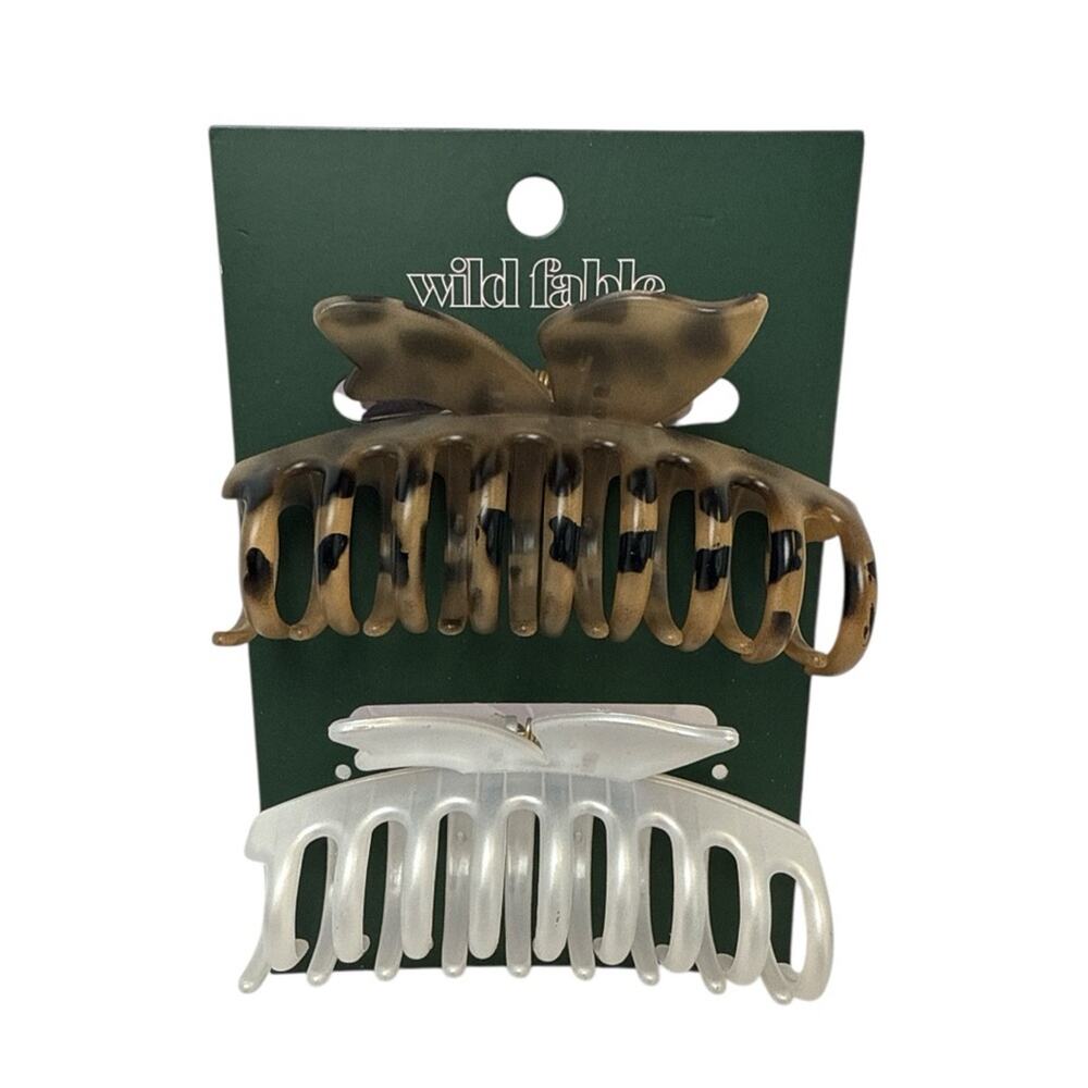Wild Fable Claw Clips 2 pack Hair Accessories NEW brown white